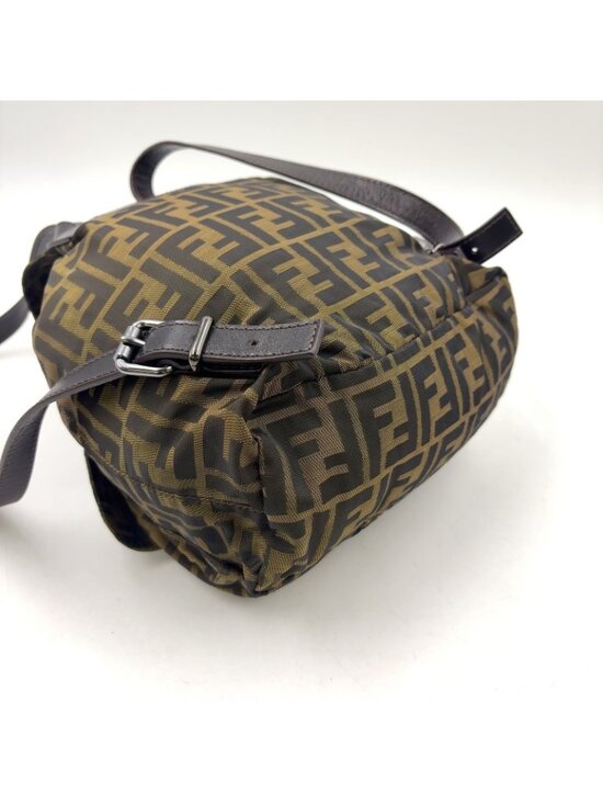 Fendi Zucca Leather Canvas Brown Backpack Silver main image 4
